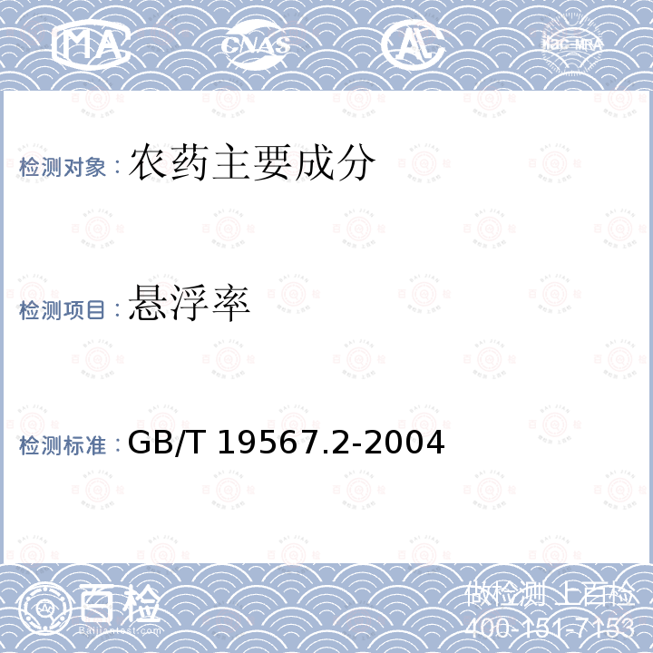 悬浮率 GB/T 19567.2-2004 苏云金芽胞杆菌悬浮剂