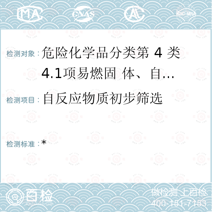 自反应物质初步筛选 自反应物质初步筛选 *