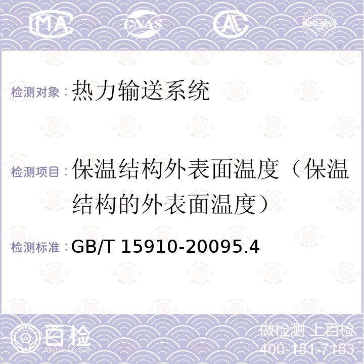 保温结构外表面温度（保温结构的外表面温度） GB/T 15910-2009 热力输送系统节能监测