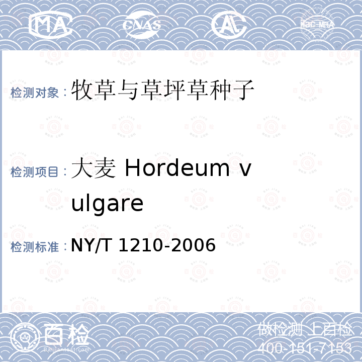 大麦 Hordeum vulgare 大麦 Hordeum vulgare NY/T 1210-2006