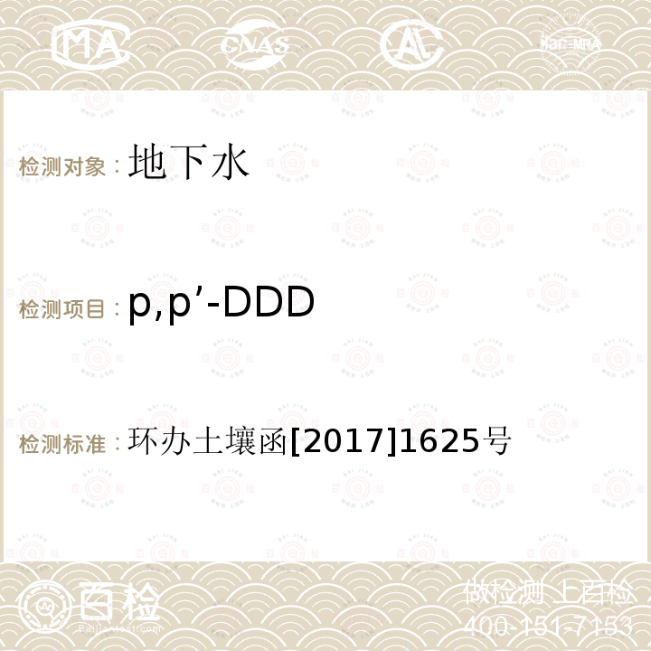 p,p’-DDD 环办土壤函[2017]1625号  环办土壤函[2017]1625号