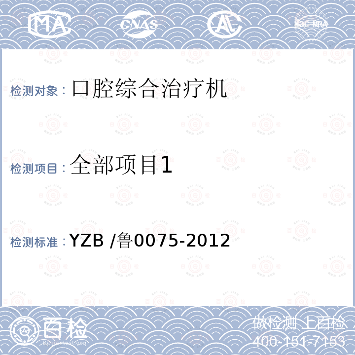 全部项目1 YZB /鲁0075-2012  