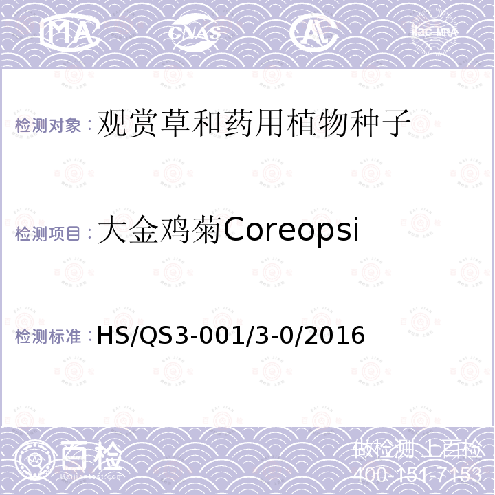 大金鸡菊Coreopsis lanceolata HS/QS3-001/3-0/2016  