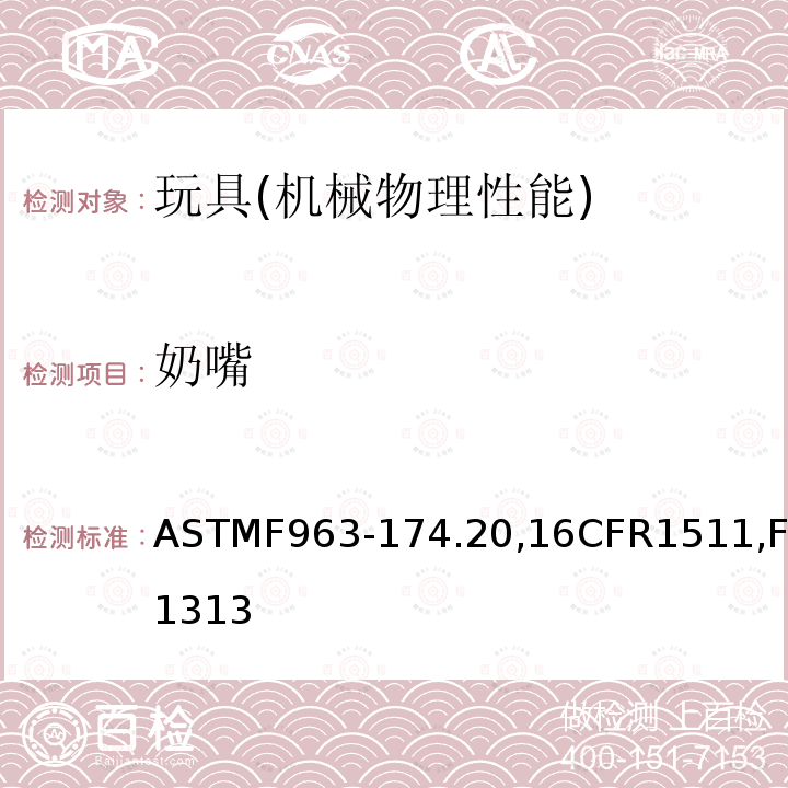 奶嘴 ASTMF 963-174  ASTMF963-174.20,16CFR1511,F1313