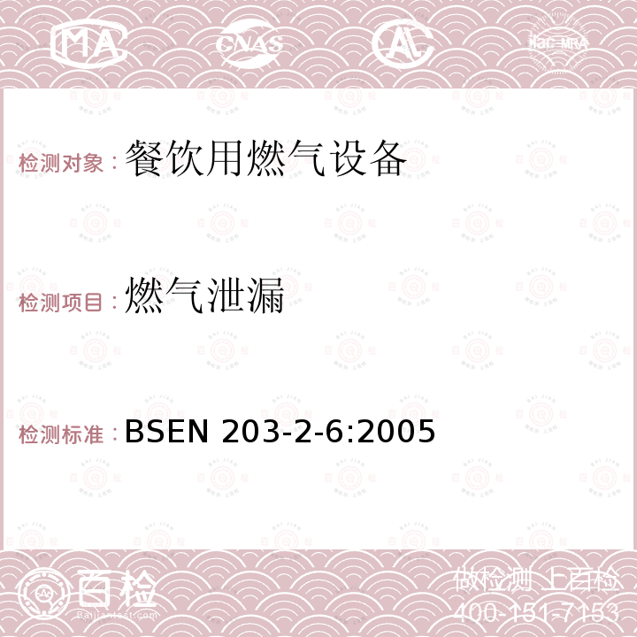 燃气泄漏 BS EN 203-2-6-2005  BSEN 203-2-6:2005