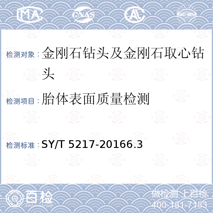 胎体表面质量检测 SY/T 5217-20166  .3