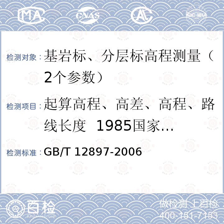 起算高程、高差、高程、路线长度  1985国家高程基准、1956黄海高程系、吴淞高程系 GB/T 12897-2006 国家一、二等水准测量规范