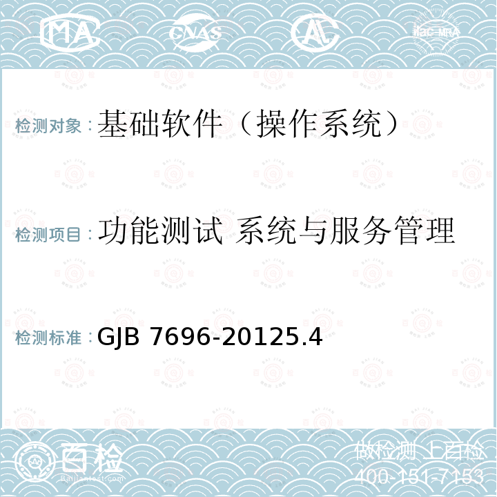 功能测试 系统与服务管理 GJB 7696-20125  .4
