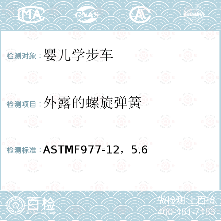 外露的螺旋弹簧 ASTMF 977-12  ASTMF977-12，5.6