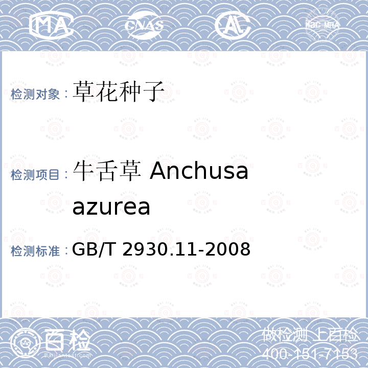 牛舌草 Anchusa azurea GB/T 2930.11-2008 草种子检验规程 检验报告