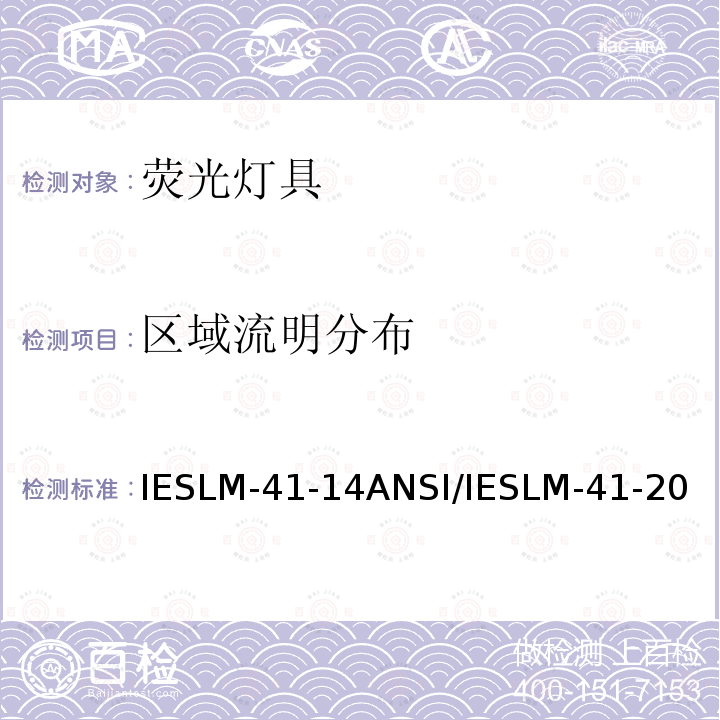 区域流明分布 IESLM-41-14  ANSI/IESLM-41-20