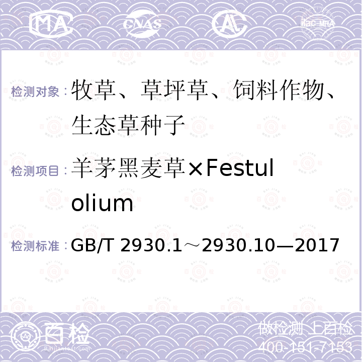 羊茅黑麦草×Festulolium 羊茅黑麦草×Festulolium GB/T 2930.1～2930.10—2017