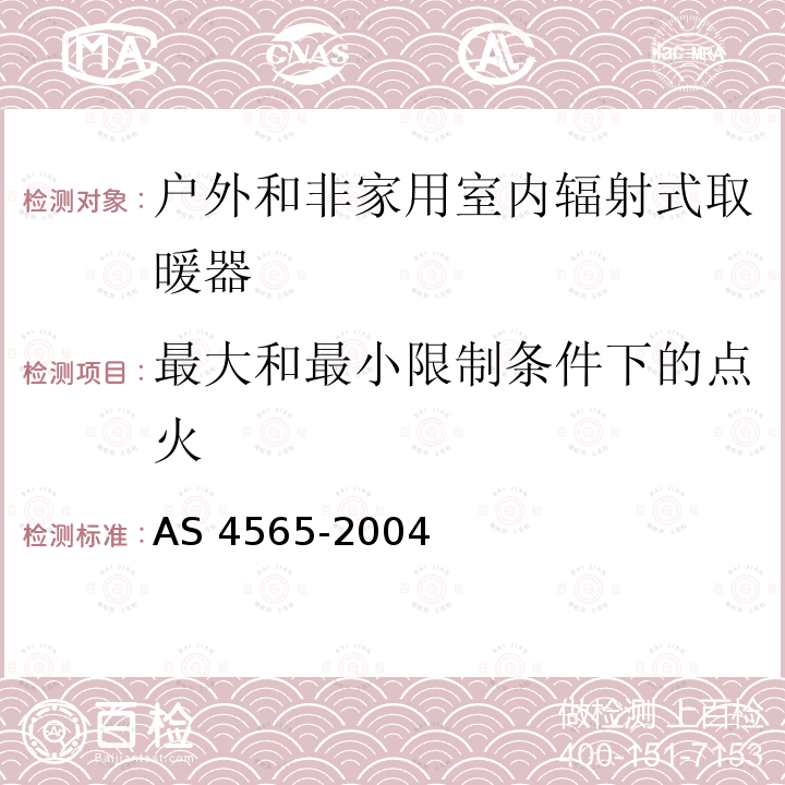 最大和最小限制条件下的点火 AS 4565-2004  