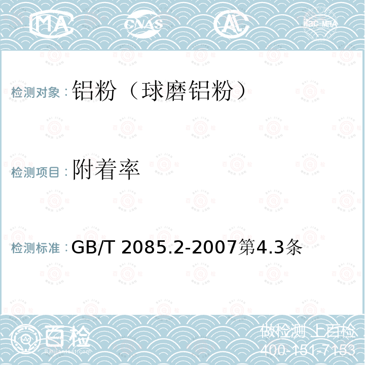 附着率 GB/T 2085.2-2007 铝粉 第2部分:球磨铝粉