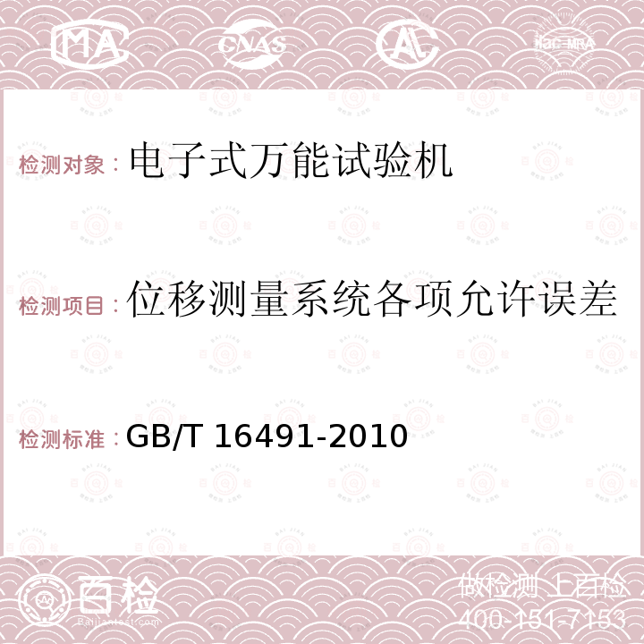 位移测量系统各项允许误差 GB/T 16491-2010  