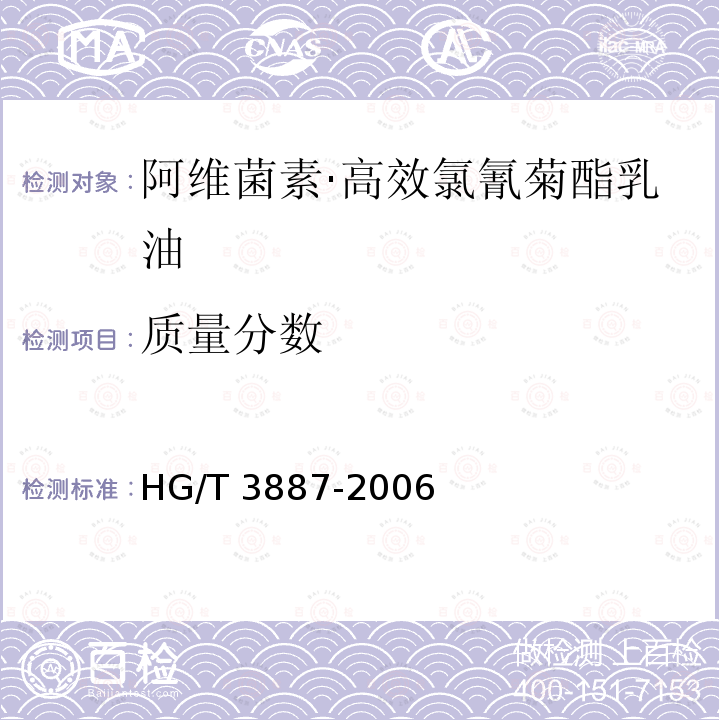 质量分数 HG/T 3887-2006 阿维菌素·高效氯氰菊酯乳油