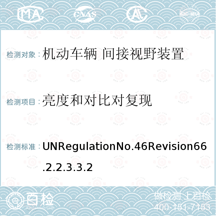亮度和对比对复现 亮度和对比对复现 UNRegulationNo.46Revision66.2.2.3.3.2