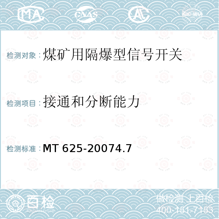 接通和分断能力 MT 625-20074.7  