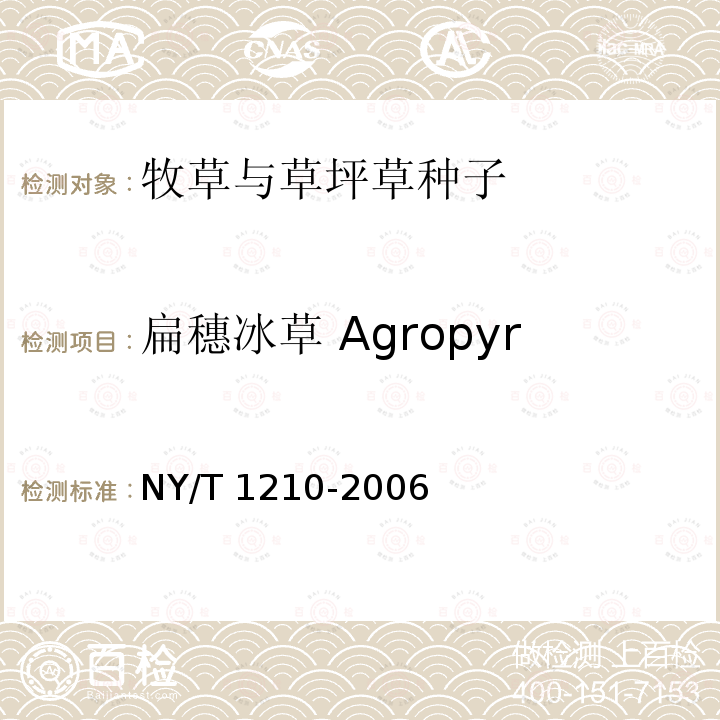 扁穗冰草 Agropyron cristatum NY/T 1210-2006 牧草与草坪草种子认证规程