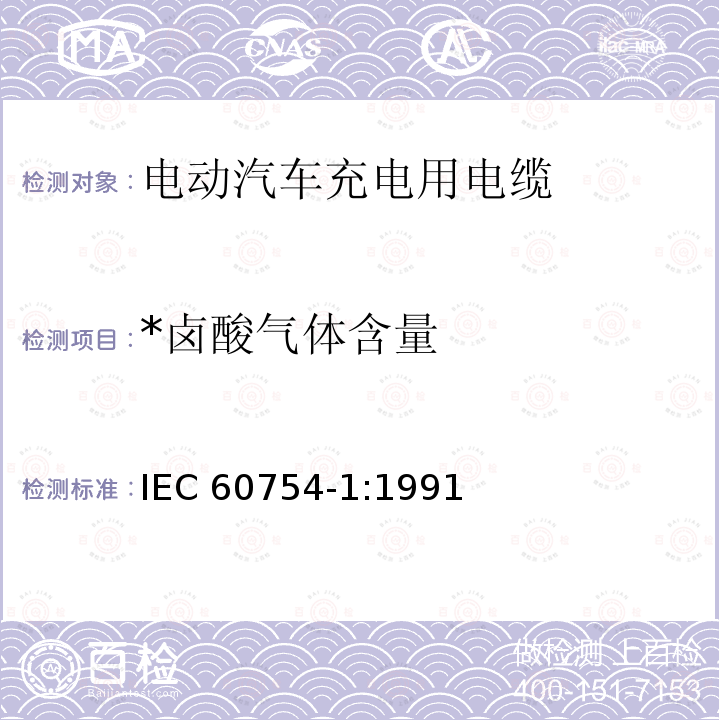 *卤酸气体含量 *卤酸气体含量 IEC 60754-1:1991