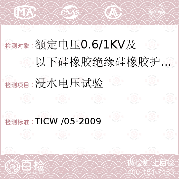 浸水电压试验 TICW /05-2009  