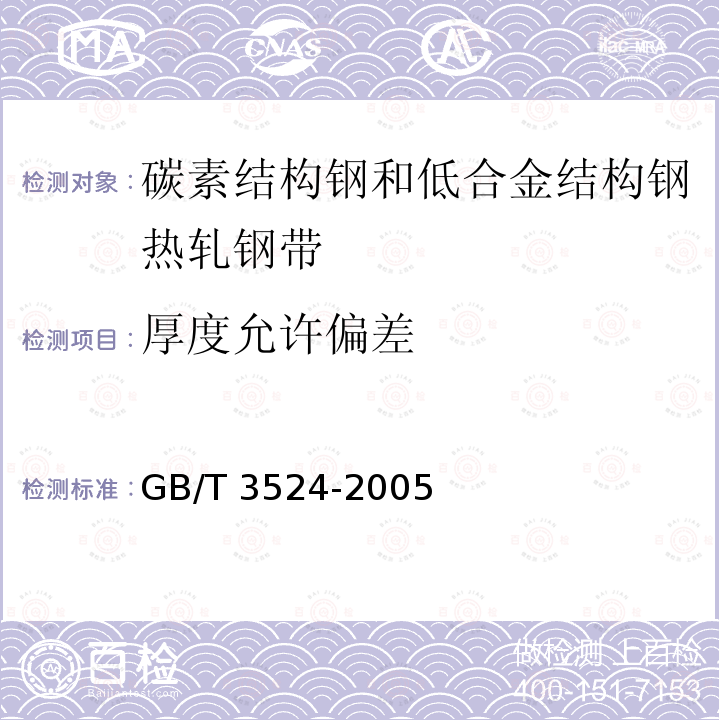 厚度允许偏差 GB/T 3524-2005 碳素结构钢和低合金结构钢热轧钢带