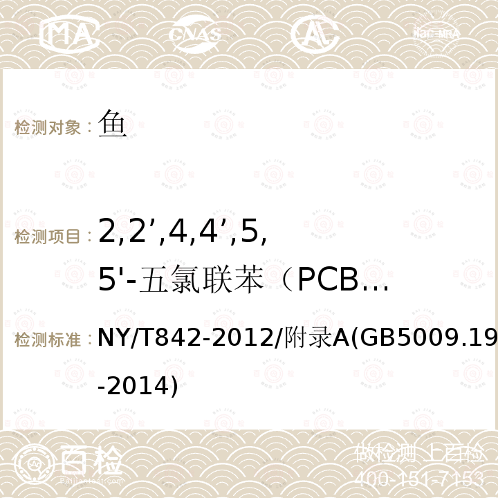 2,2’,4,4’,5,5'-五氯联苯（PCB153） NY/T 842-2012 绿色食品 鱼