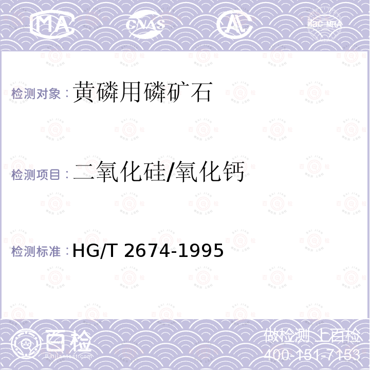 二氧化硅/氧化钙 HG/T 2674-1995 黄磷用磷矿石