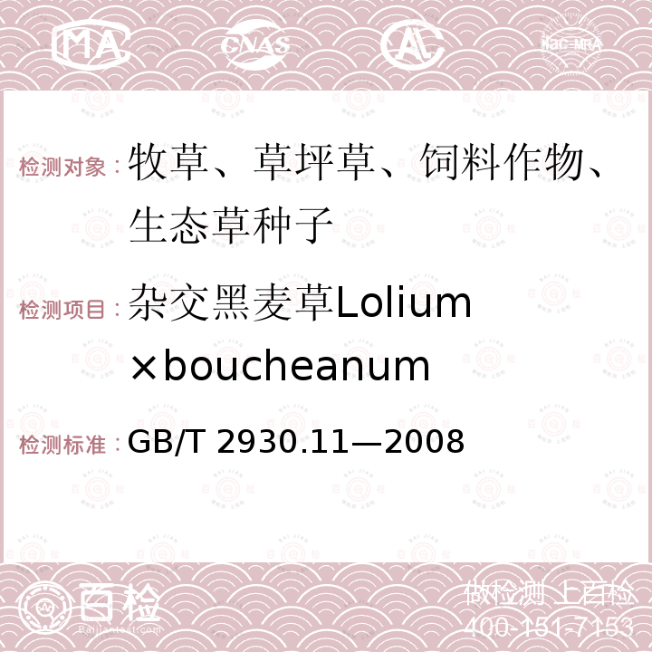 杂交黑麦草Lolium ×boucheanum GB/T 2930.11-2008 草种子检验规程 检验报告