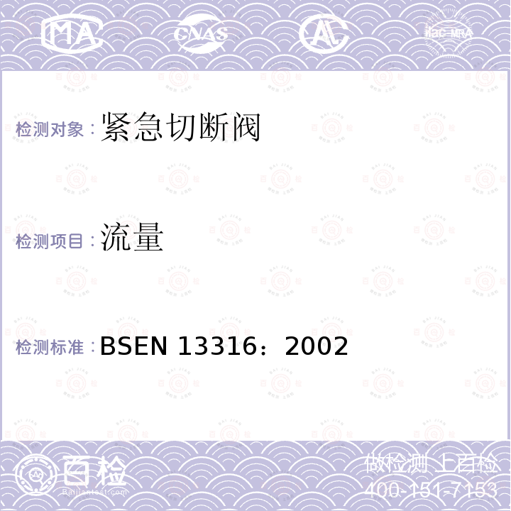 流量 流量 BSEN 13316：2002