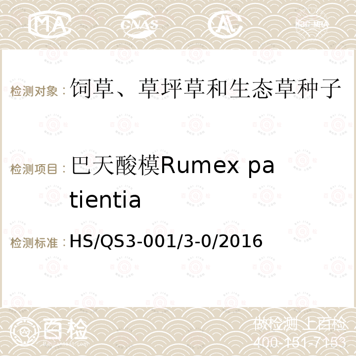 巴天酸模Rumex patientia HS/QS3-001/3-0/2016  