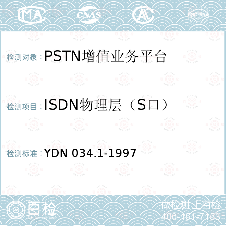 ISDN物理层（S口） YDN 034.1-199  7