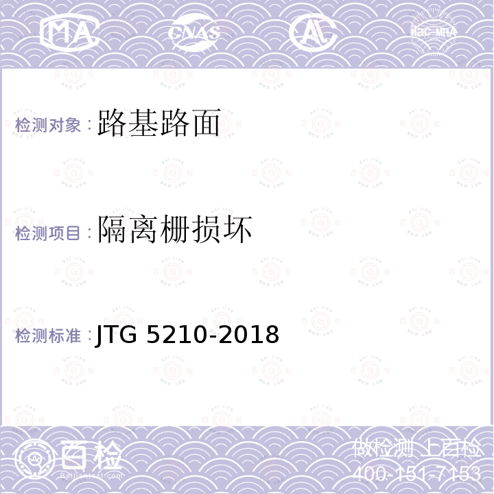 隔离栅损坏 JTG 5210-2018 公路技术状况评定标准(附条文说明)