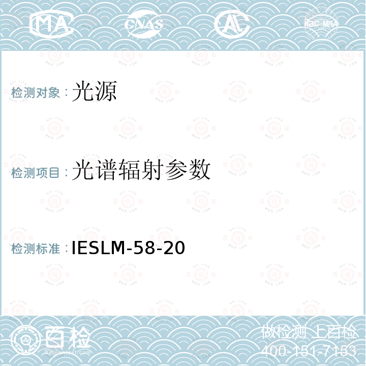 光谱辐射参数 光谱辐射参数 IESLM-58-20