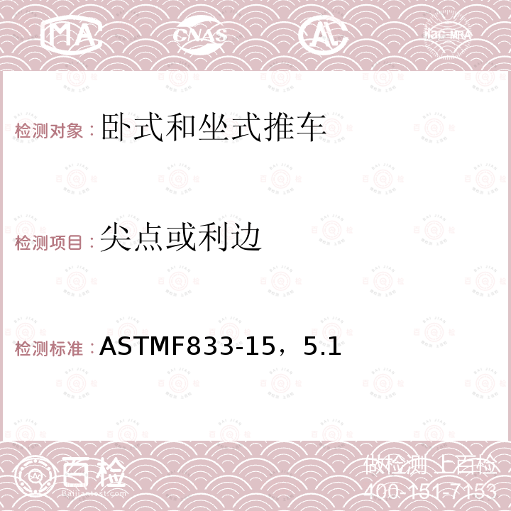 尖点或利边 尖点或利边 ASTMF833-15，5.1