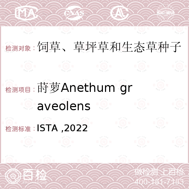 莳萝Anethum graveolens ENSISTA 2022  ISTA ,2022