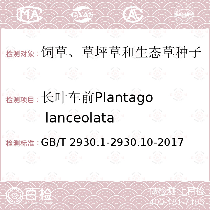 长叶车前Plantago lanceolata GB/T 2930.1-2930  .10-2017