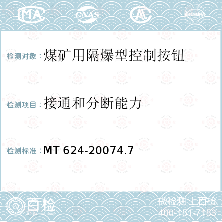 接通和分断能力 MT 624-20074.7  