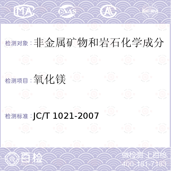 氧化镁 JC/T 1021-2007  