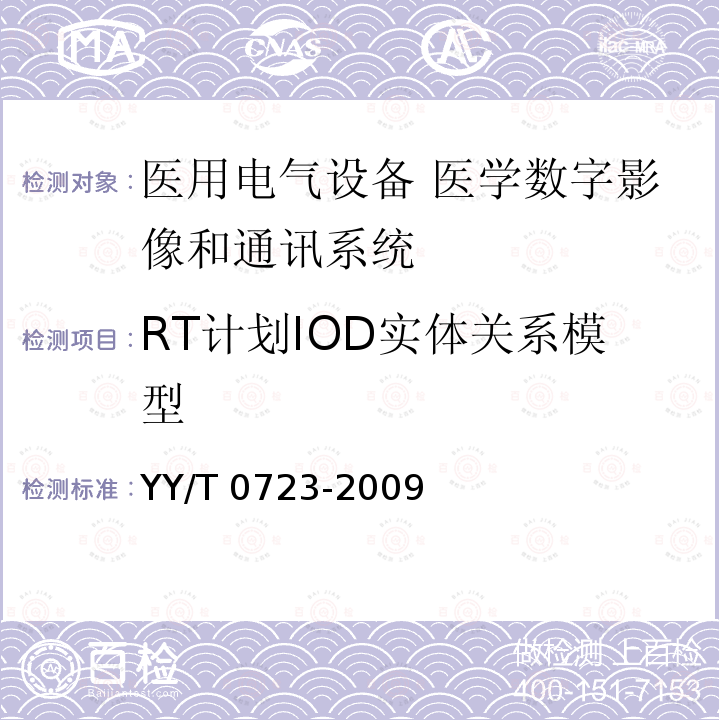 RT计划IOD实体关系模型 YY/T 0723-2009 医用电气设备 医学数字影像和通讯(DICOM) 放射治疗对象