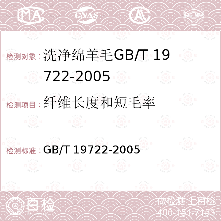 纤维长度和短毛率 GB/T 19722-2005 洗净绵羊毛