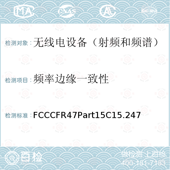 频率边缘一致性 FCCCFR47Part15C15.247  