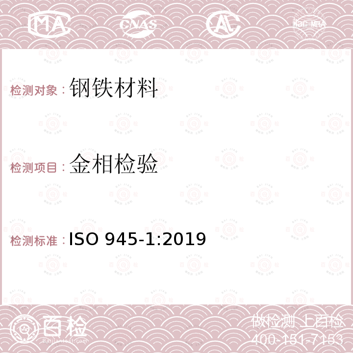 金相检验 金相检验 ISO 945-1:2019