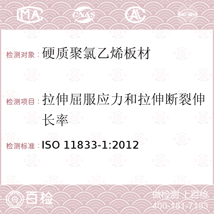 拉伸屈服应力和拉伸断裂伸长率 ISO 11833-1:2012  