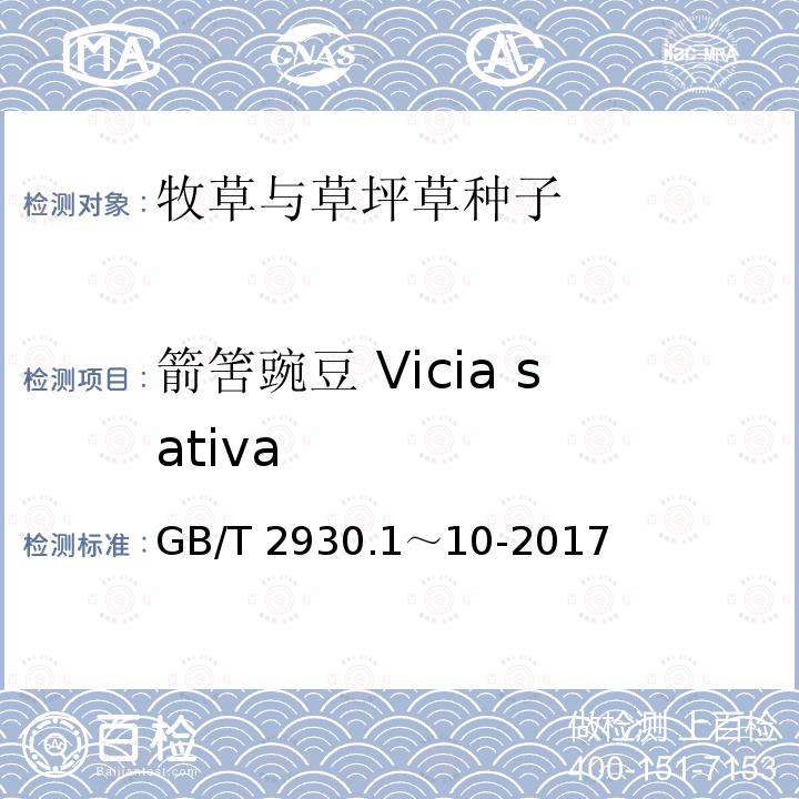 箭筈豌豆 Vicia sativa GB/T 2930.1～10-2017  