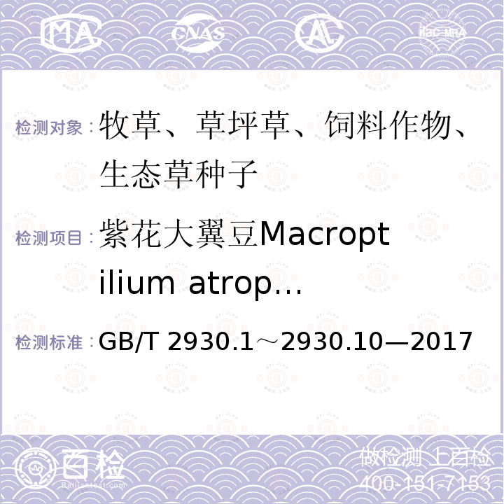 紫花大翼豆Macroptilium atropurpureum GB/T 2930  .1～2930.10—2017