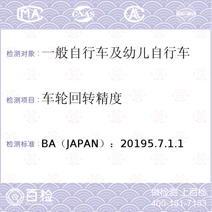车轮回转精度 BA（JAPAN）：20195.7.1.1  