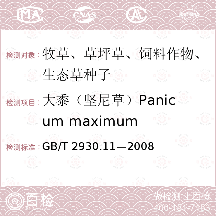 大黍（坚尼草）Panicum maximum GB/T 2930.11-2008 草种子检验规程 检验报告