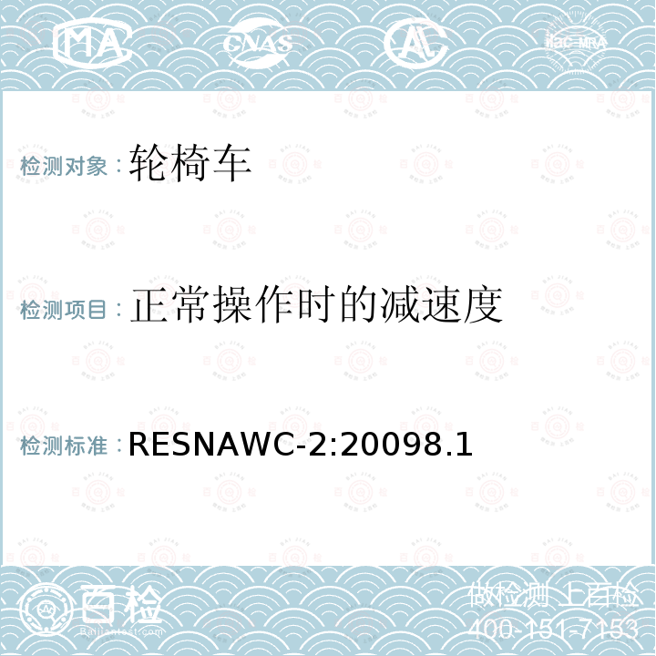 正常操作时的减速度 RESNAWC-2:20098.1  