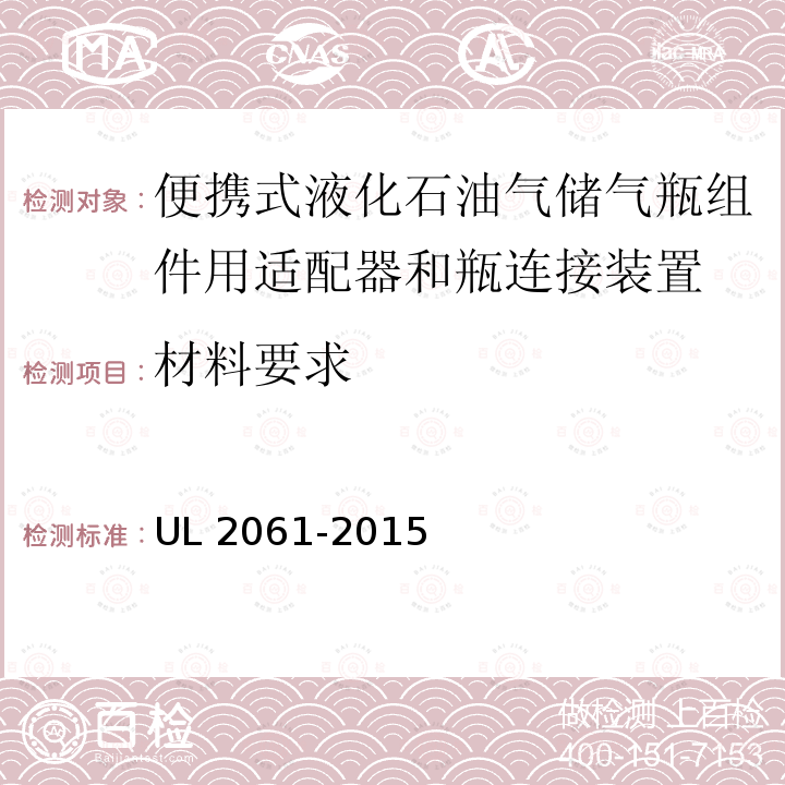 材料要求 UL 2061  -2015